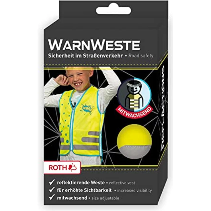 ROTH Jungen Kinder-Warnweste Roar, neongelb, Einheitsgröße, reflektierend, wasserabweisend, nach DIN EN 17353 geprüft – Bild 6