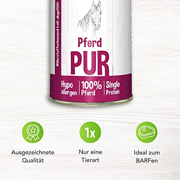 Schecker Nassfutter - 100% Pferd pur - geteidefrei - hypoallergen - echte, Reine Qualitätsware - 24 x 410 g – Bild 3