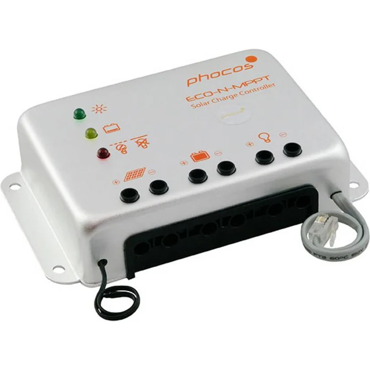 Phocos ECO-N-MPPT 85/15, Solar-Laderegler MPPT 12 V / 24 V, 15 A, hohe Ladeeffizienz mit 4-stufigem Ladevorgang und Temperatursensor
