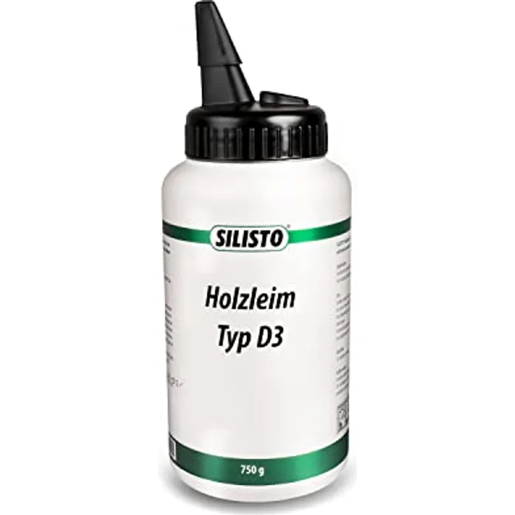 SILISTO Holzleim Extra Stark, transparent, schnell trockender Holzkleber, Wasserfester Leim, hoher Verleimungsfestigkeit, Montagekleber für alle Holzarten 750g.