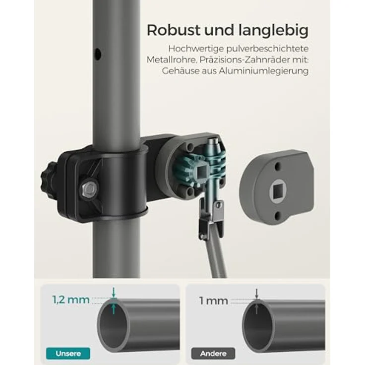 SONGMICS Klemmmarkise, höhenverstellbar, mit Handkurbel, Sonnenschutz, 300 x 120 cm, beige – Bild 4