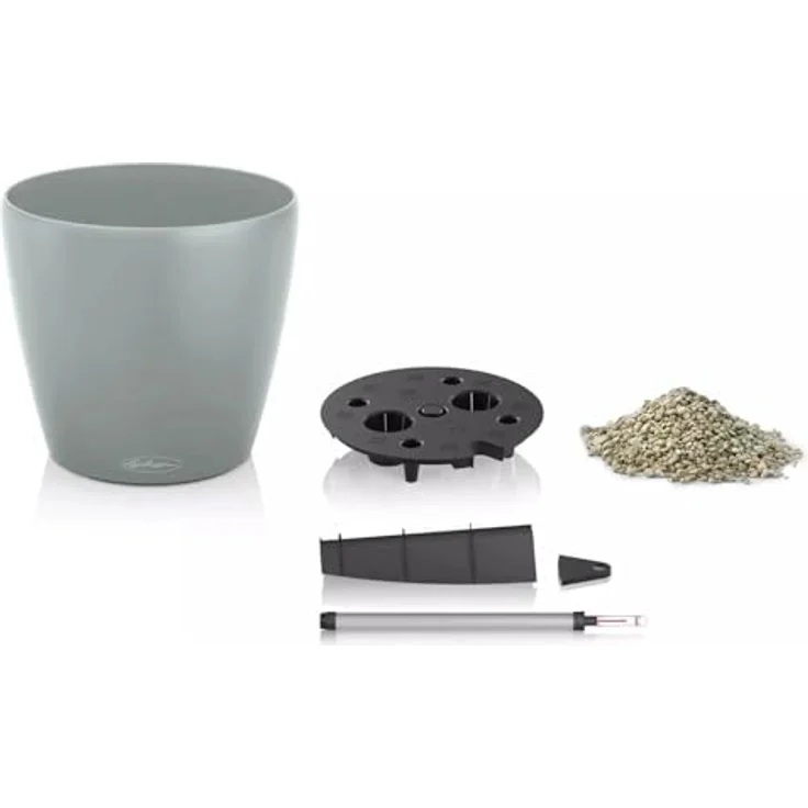 LECHUZA Classico Color ECO 21 Pflanzgefäß Dungelgrau, mit Bewässerungssystem und Wasserstandsanzeiger, aus 100% recyceltem Kunststoff, matte Oberfläche, Ø 21,5 x 20,5 cm – Bild 3