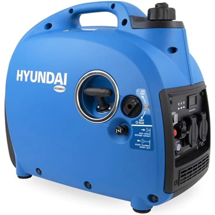 HYUNDAI Inverter-Generator HY2300Si D, tragbar mit 2.2 kW Leistung, 2 x 230V, 1 x 12V, 1 x USB, leise und mit ECO-Modus – Bild 1