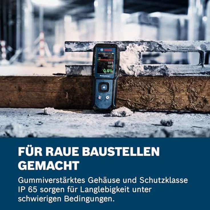 Bosch Professional GMM 1-15 Holzfeuchtemessgerät, nicht-invasiver Feuchtigkeitsmesser für 37 Holzarten und 10 Baustoffe, IP65 geschützt – Bild 5