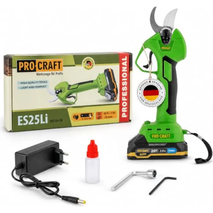 PRO CRAFT Akku-Astschere ES25Li, 20 V, max. Schnittdurchmesser 25 mm, inkl. 2,0 Ah Akku und Ladegerät – Bild 1