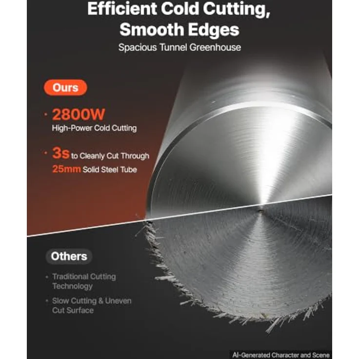 VEVOR Metalltrennsäge Kappsäge 355mm, 2800W Motor, -45° bis 45° einstellbarer Winkel, mit Klingenschutz & Späneauffangbehälter – Bild 2