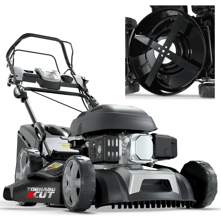 ONBEST TXC-3646 Rasenmäher Benzin 46 cm 4,9 PS Tornado X-Cut Sograd, vielseitige 5-in-1 Funktion