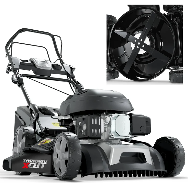 ONBEST TXC-3646 Rasenmäher Benzin 46 cm 4,9 PS Tornado X-Cut Sograd, vielseitige 5-in-1 Funktion