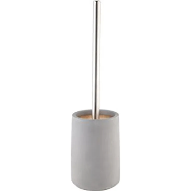 axentia 126715 Bürste und Behälter Turin-Garnitur mit Toilettenbürste, Toilettenbürstenhalter-Design WC Bürstengarnitur Set stehend ohne Bohren, Edelstahl, Grau/schwarz, 10.5 x 10.5 x 42.5 cm