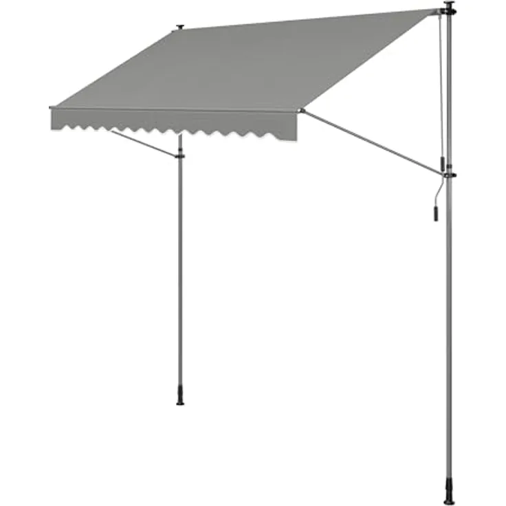 SONGMICS Klemmmarkise, Balkonmarkise mit Handkurbel, höhenverstellbar, Sonnenschutz, 300 x 120 cm, grau