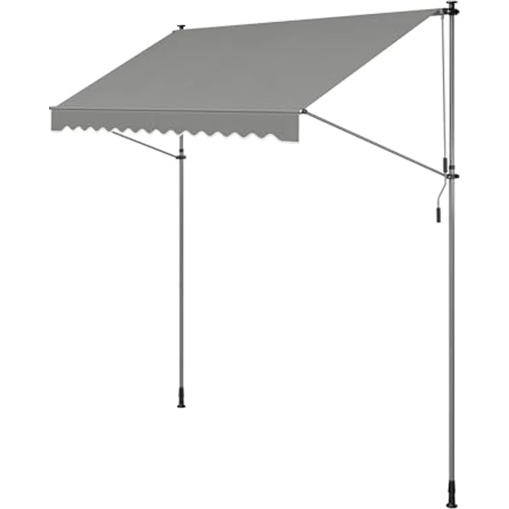 SONGMICS Klemmmarkise, Balkonmarkise mit Handkurbel, höhenverstellbar, Sonnenschutz, 300 x 120 cm, grau – Bild 1