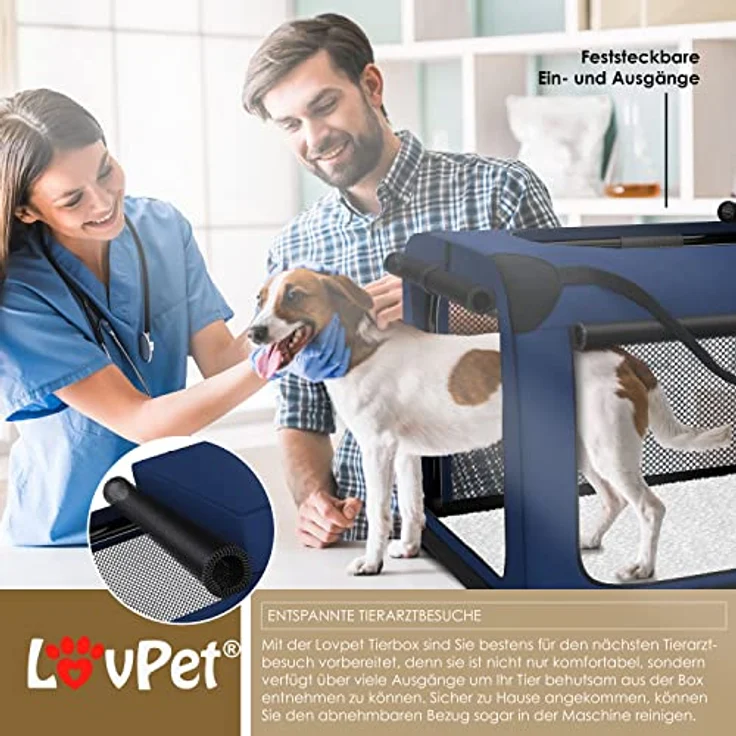 Lovpet® Hundebox Hundetransportbox faltbar Inkl.Hundenapf XXXL 102x69x69cm Transporttasche Hundetasche Transportbox für Haustiere, Hunde und Katzen Haustiertransportbox Navyblau – Bild 3