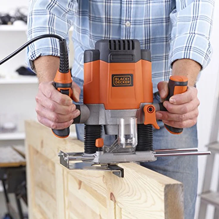 Black + Decker KW1200EKA-QS KW1200EKA-QS-Fresadora 1.2000W Con accesorios y maletín, 1200 W, Orange – Bild 8