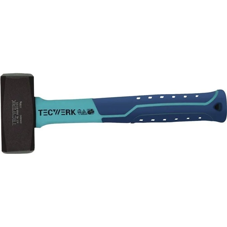 NORDWEST Fäustel Kopf-G.1250g Fiberglas TECWERK, DIN 6475, unzerbrechlicher Mehrkomponenten-Glasfaserstiel, blank geschliffen