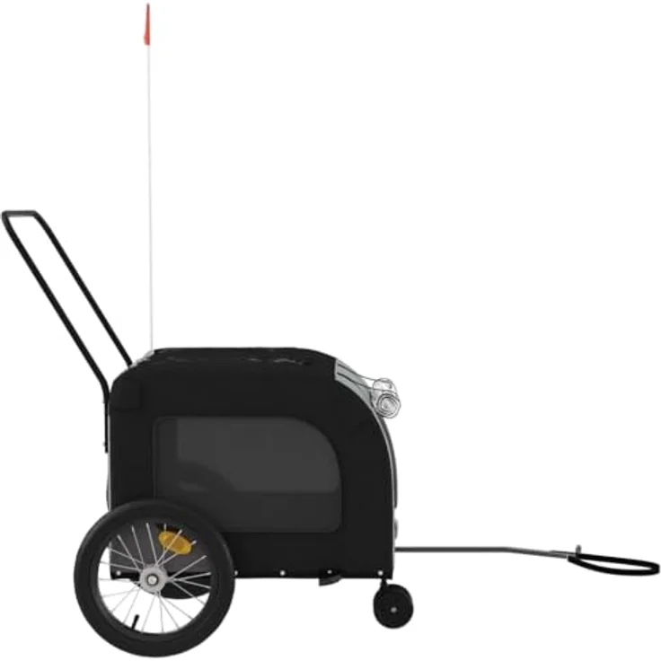 vidaXL Hunde-Transportbox Fahrradanhänger Schwarz und Grau Oxford-Gewebe und Eisen, für kleine Hunde und Katzen, maximale Tragfähigkeit 45 kg – Bild 6
