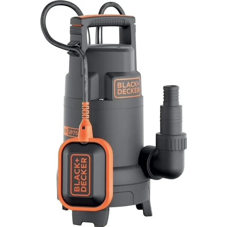 Black+Decker BXUP750PTE Tauchpumpe, 750 W, 13.000 l/h Fördermenge, max. 8 m Förderhöhe, mit Schwimmerschalter und Überhitzungsschutz – Bild 1