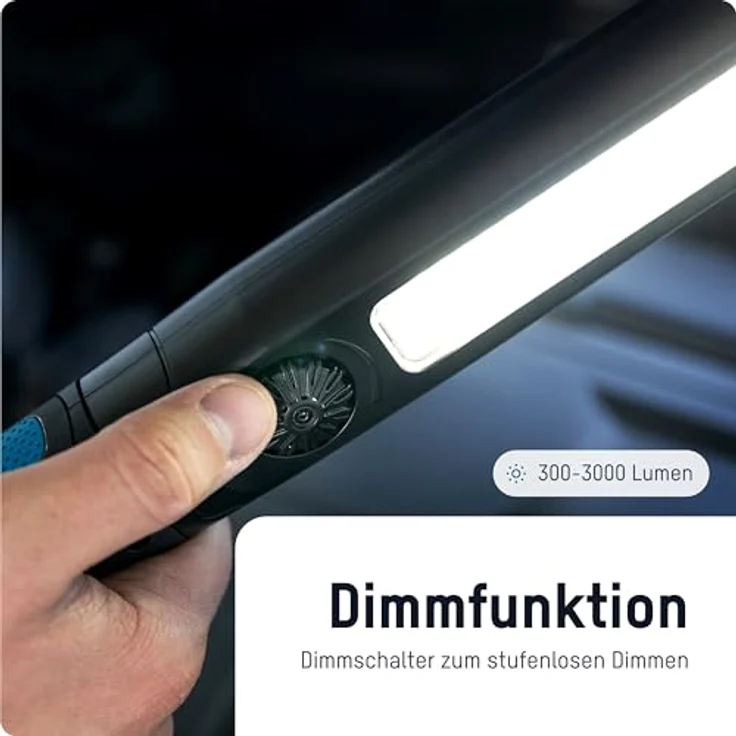 ANSMANN LED Arbeitsleuchte, aufladbare Inspektionsleuchte mit Magnethalterung und Haken, 3000 Lumen, bis zu 8 Stunden Leuchtdauer, USB aufladbar, spritzwasser- und stoßfest – Bild 2