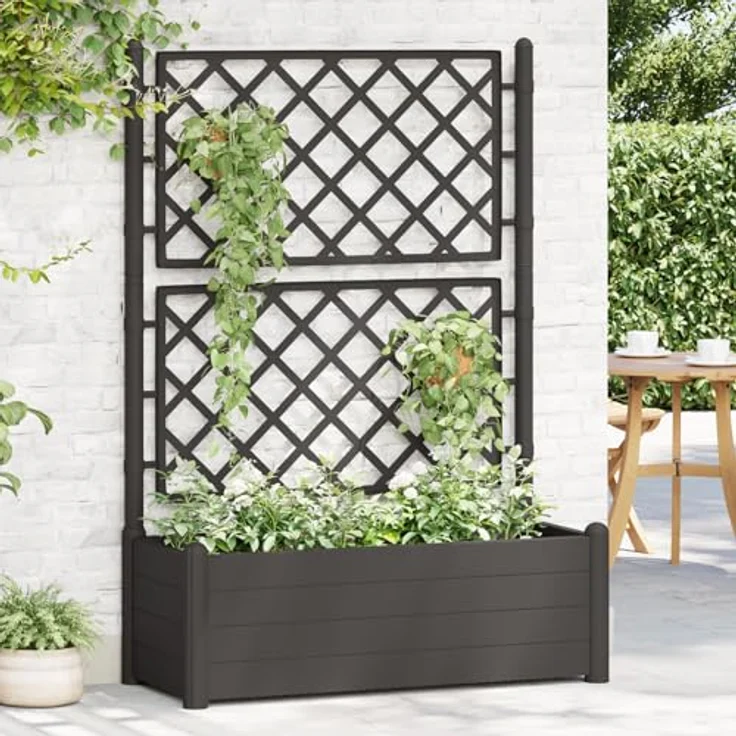 vidaXL Pflanzkübel mit Spalier 100x43x142 cm PP Anthrazit – Bild 2