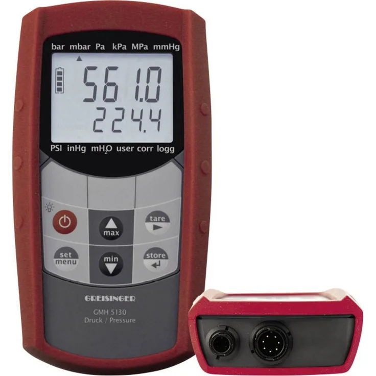 Greisinger GMH5130, Luftdruckmessgerät mit Wechselsensoren, 0 - 1000 bar, robust, wasserdicht, mit Hintergrundbeleuchtung und Min-/Max-Wertspeicher
