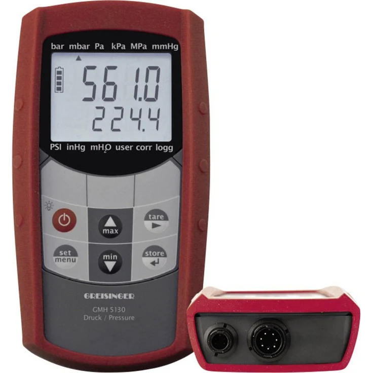 Greisinger GMH5130, Luftdruckmessgerät mit Wechselsensoren, 0 - 1000 bar, robust, wasserdicht, mit Hintergrundbeleuchtung und Min-/Max-Wertspeicher