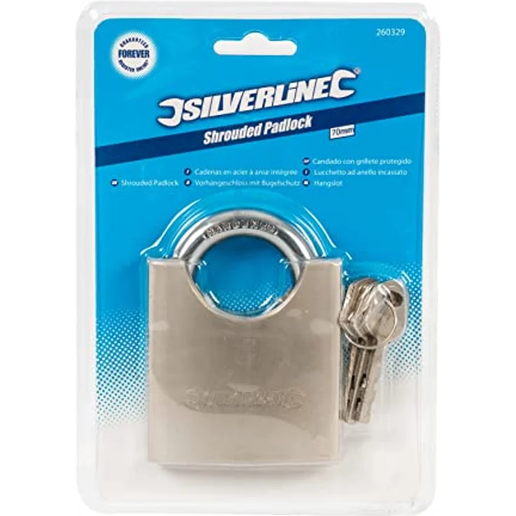 Silverline 260329 Vorhängeschloss mit Bügelschutz 70 mm – Bild 3