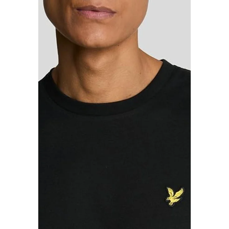 Lyle and Scott Plain T-Shirt Herren, Schwarz, aus weicher Baumwolle mit geripptem Rundhalsausschnitt, Größe L – Bild 2