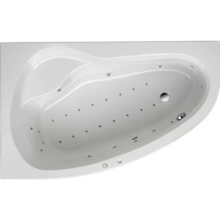 Ottofond Whirlpool Mauritius, 175 x 110 cm, Sanitäracryl, Weiß, Exklusiv, Linksseitig mit Hydra-Jet-Massage, Luftsystem, Heizungs- und Soundsystem