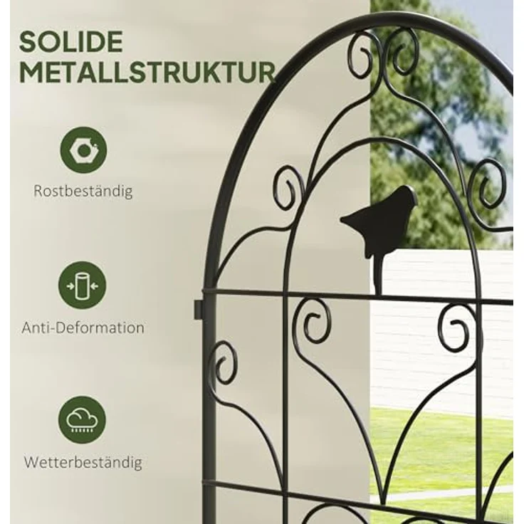 Outsunny Rankhilfe 2er Set, Rostfreies Metallspalier mit Vogeldesign, 50x120 cm für Kletterpflanzen, Schwarz – Bild 6