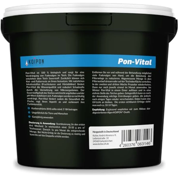 KOIPON Pon-Vital 2,5 kg, 100% biologische Teichpflege gegen Algenwachstum und Fadenalgen, für Gartenteiche – Bild 2