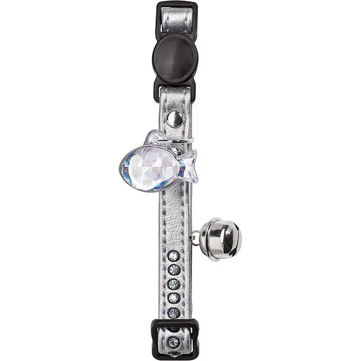 Hunter Tierbedarf Katzen-Halsband Modern Art Luxus silber, mit reflektierendem Anhänger und Adressschild