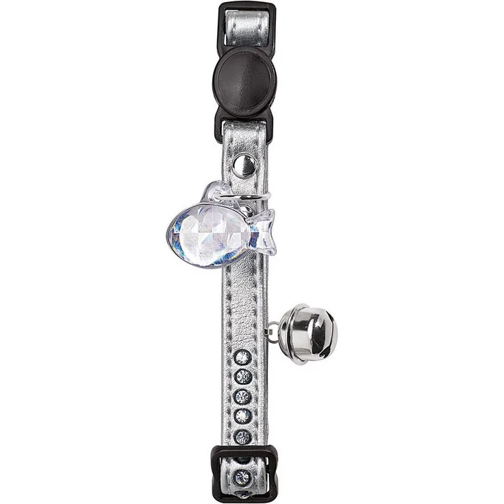 Hunter Tierbedarf Katzen-Halsband Modern Art Luxus silber, mit reflektierendem Anhänger und Adressschild