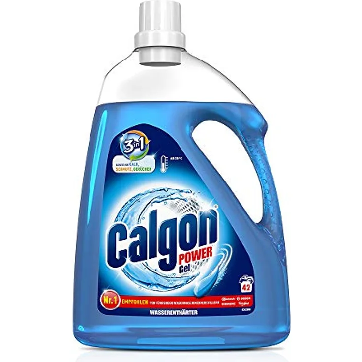 Calgon 3-in-1 Power Gel – Wirksam gegen Kalk, Schmutz und Gerüche – Schützender Wasserenthärter für die Waschmaschine – 2 x 2,1 l