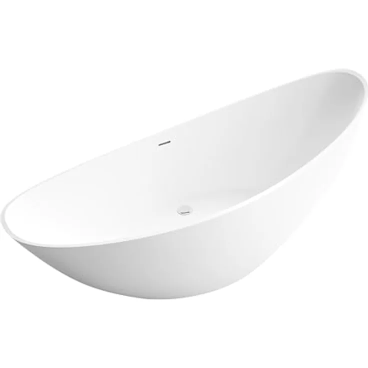 BERNSTEIN Freistehende Badewanne Vice 2.0 aus Sanitäracryl in Schwarz/Weiß matt - Doppelwandige Konstruktion, 183,5 x 78,5 x 76,9 cm, 5 Jahre Garantie