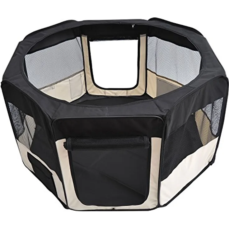 PawHut Welpenauslauf Freilaufgehege Tierlaufstall Laufstall Welpenzaun Welpen-Laufstall Hundelaufstall 600D Oxford Ø120 x H58 cm