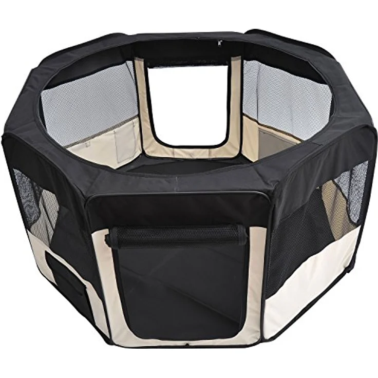 PawHut Welpenauslauf Freilaufgehege Tierlaufstall Laufstall Welpenzaun Welpen-Laufstall Hundelaufstall 600D Oxford Ø120 x H58 cm – Bild 1
