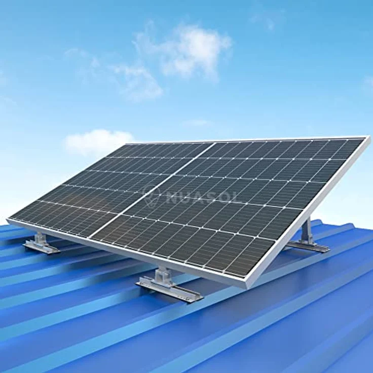 NuaSol Aufständerung Solarmodul Halterung, verstellbar 15°-30°, witterungsbeständig, für Flachdachmontage, einfache Befestigung, Silber – Bild 2