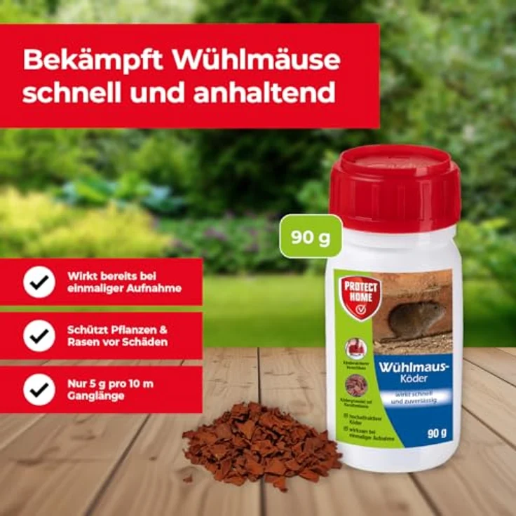 PROTECT HOME Wühlmaus-Köder, Fraßköder auf Karottenbasis für effektive Bekämpfung von Wühlmäusen, 90 g Dose – Bild 5