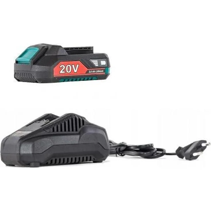 NAC Ladegerät und Akku-Set 20V 2Ah B-20-BC-Li, Li-Ion Akku mit Netzladegerät, wiederaufladbar ohne Kapazitätsverlust, kompatibel mit 20V Akumulityssystem