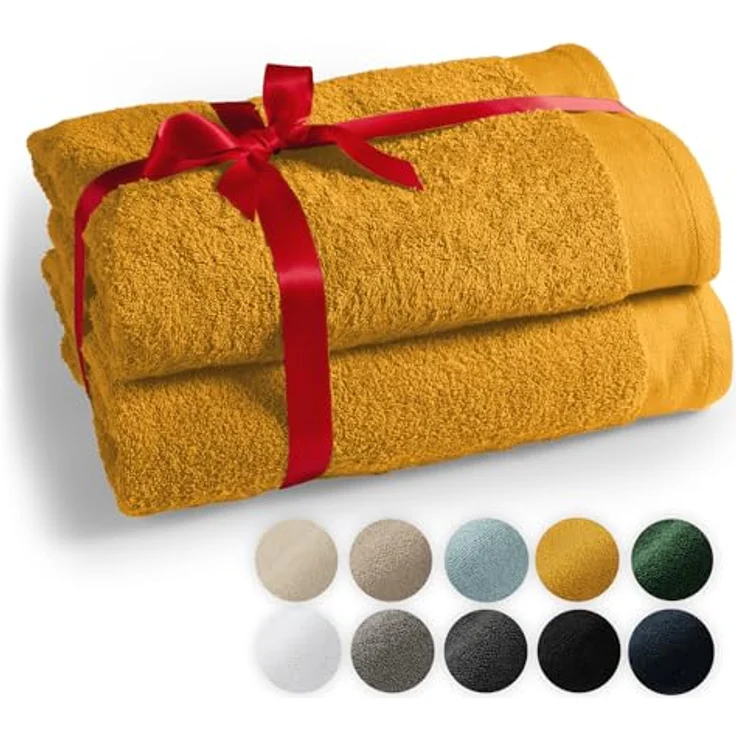 Blumtal Saunatuch, Gelb, 80x200 cm, 100% Baumwolle, Oeko-Tex zertifiziert, 2er Set – Bild 1