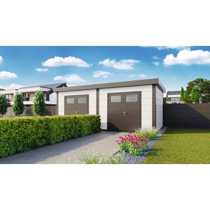 Telluria Gartenhaus Duo 6436, Gerätehaus mit 2 Doppeltüren, 672 x 388 cm, weiß, aus witterungsbeständigem Stahl