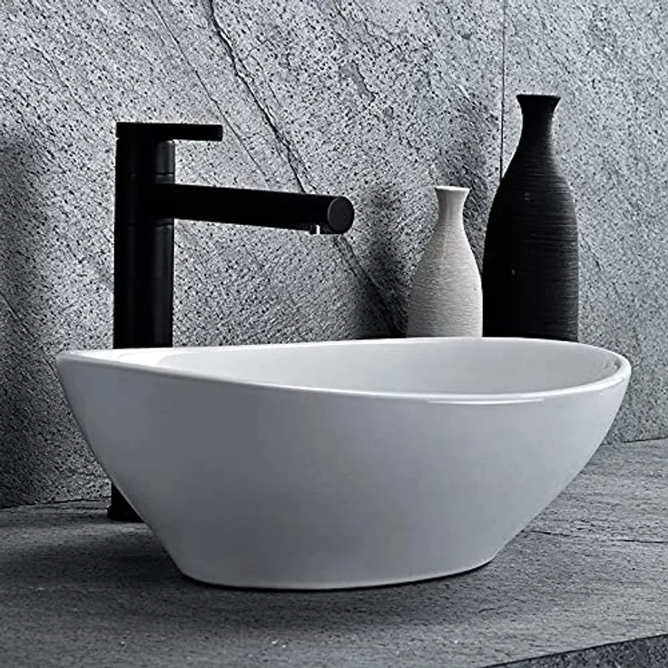 Rea Waschbecken Mini Oval, Aufsatzwaschbecken aus Keramik, 27x34 cm, Weiß – Bild 5