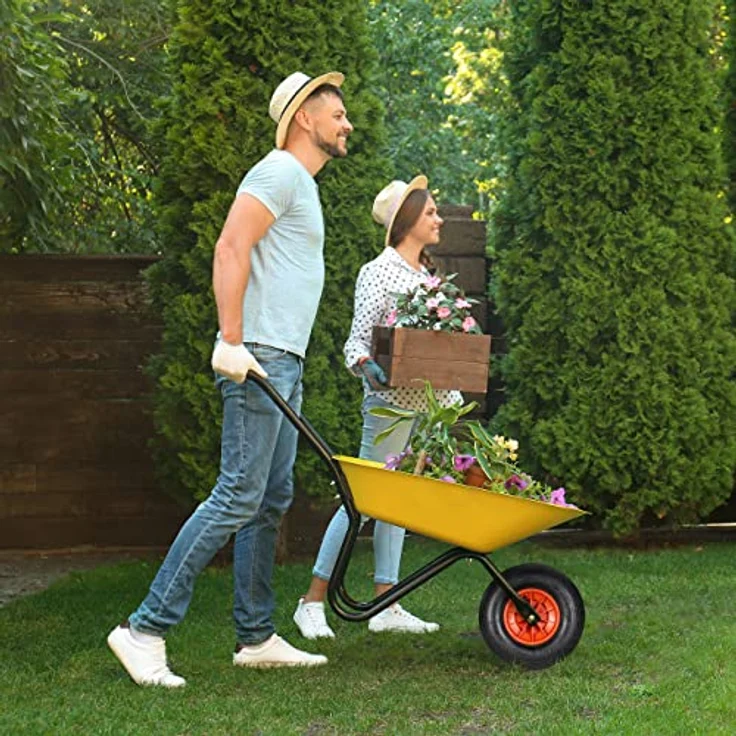 Schubkarrenrad, 4.00-6 Reifen, Kunststofffelge, luftbereift, 3 Adapter, Ersatzrad Schubkarre, schwarz-rot – Bild 2