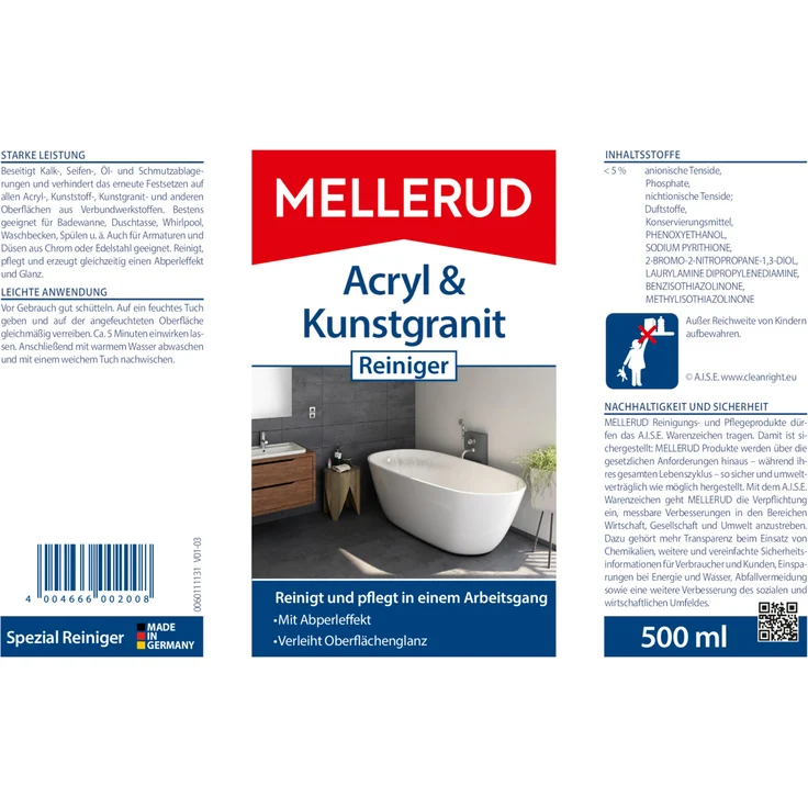 Mellerud Acryl & Kunstgranit Reiniger 0,5 l – Bild 4
