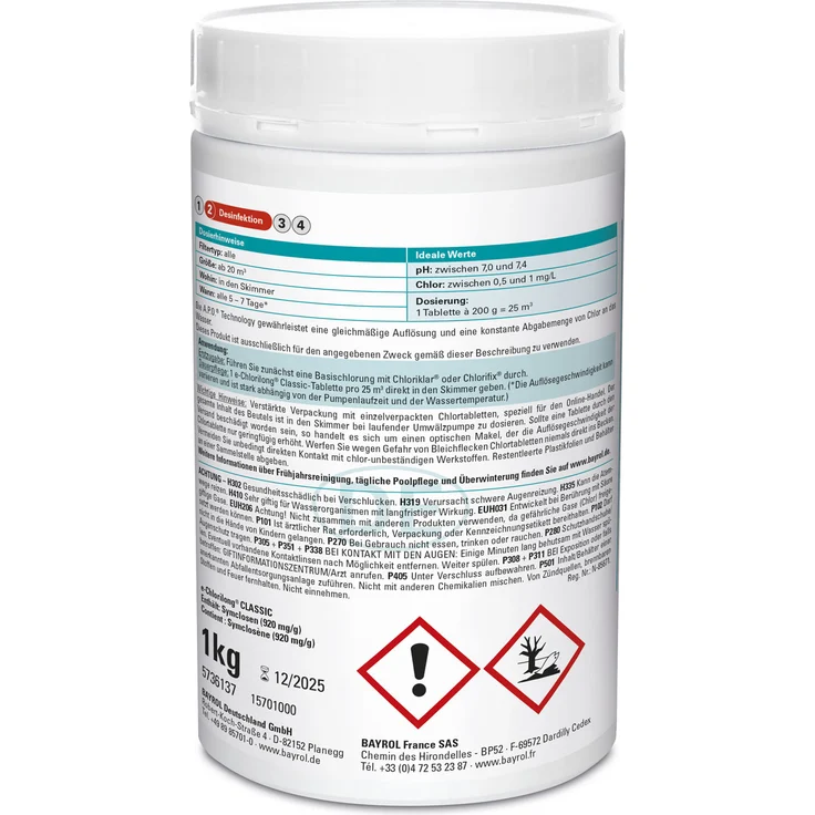 Bayrol e-Chlorilong Classic 200 g Tabletten - 1 kg – Bild 2