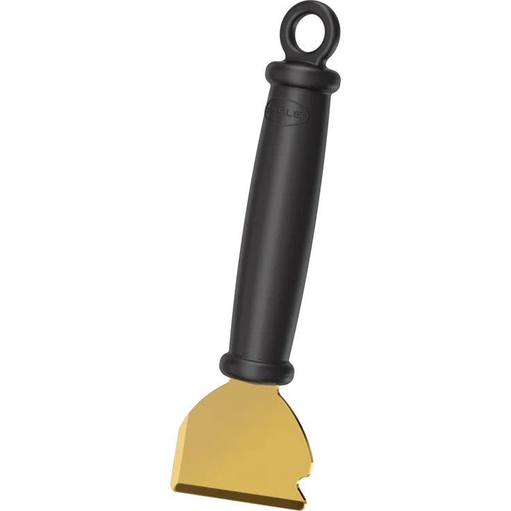 RÖSLE Universalschaber Scrap X, Hochwertiger Grillschaber mit zweiseitiger Messingklinge, Reinigung Brennkammer und Glasscheibe