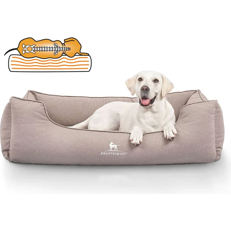 Knuffelwuff orthopädisches wasserabweisendes Hundebett Leon beige/grau XXL – Bild 1