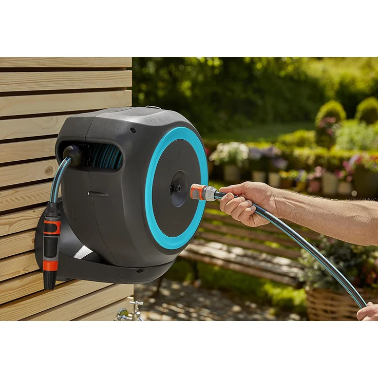 GARDENA Wand-Schlauchbox RollUp S 18600-20 15 Meter Schlauchlänge türkis Kunststoff 18600-20 180° schwenkbar frostsicher, UV-beständig – Bild 4