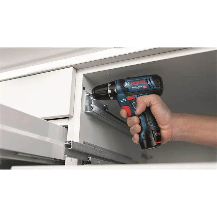 Bosch Professional GSR 12V-15 Akku-Bohrschrauber 12V max. Drehmoment hart 30 Nm 20 + 1 Sofgriff 2. Akku Ladegerät Koffer und Zubehör-Set – Bild 5