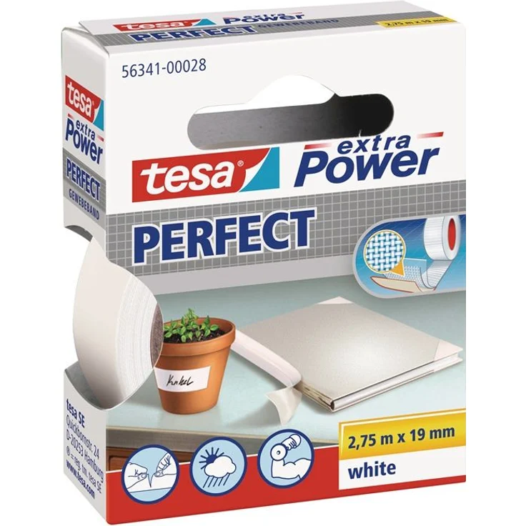 Tesa Gewebeband extra power 2,75 mx19 m m weiß - Preisvergleich – Bild 1