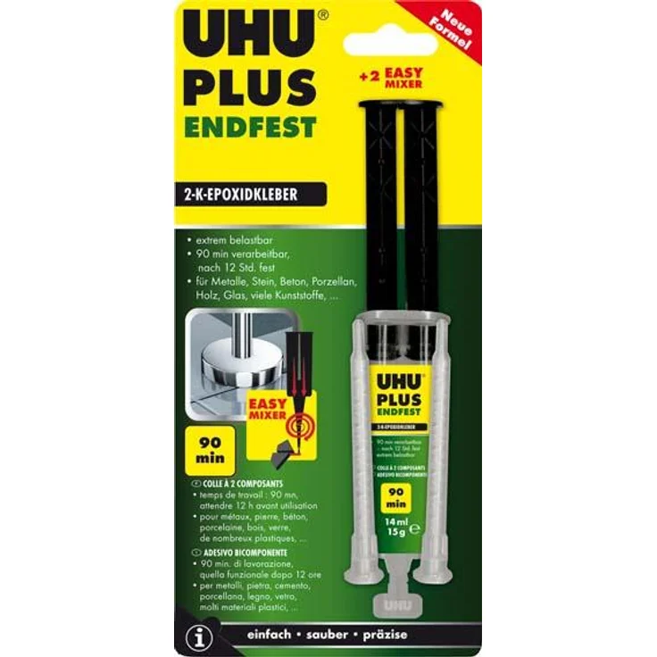 Uhu 2-Ko mponenten-Epoxidharzkleber plus endfest Doppelka m merspritze 15 - Preisvergleich – Bild 1